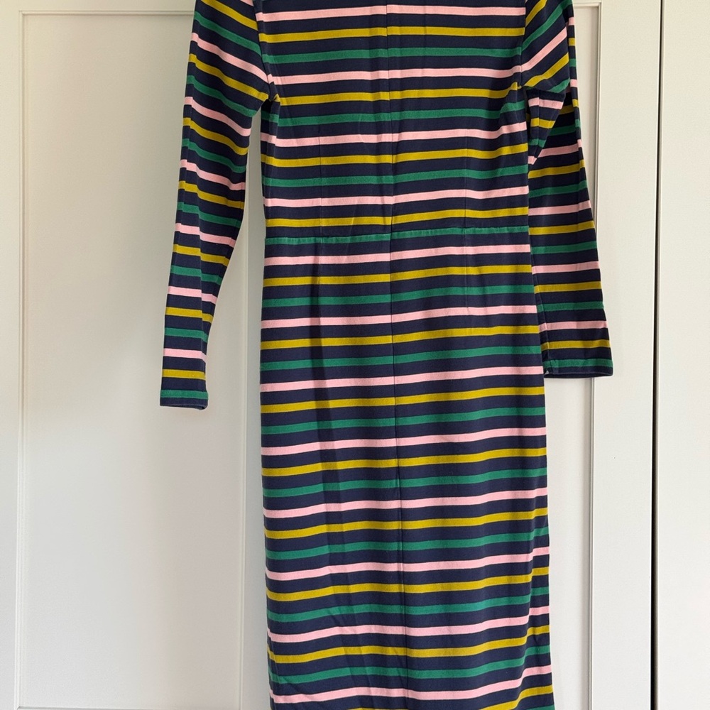 J. Crew Striped Midi Dress - Green, Pink, Yellow, Navy